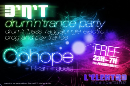 Flyer for DNT party in Toulouse